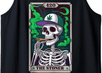 The Stoner Tarot Card Funny Smoking 420 Skeleton Weed Lover Tank Top