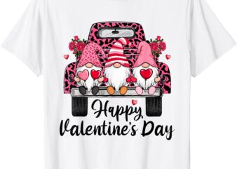 Three Gnomes and Leopard Truck Happy Valentine’s Day T-Shirt