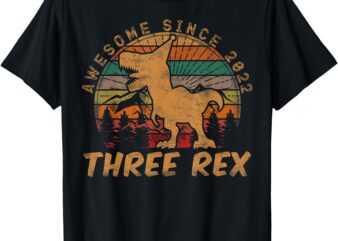 Three Rex 3rd Birthday Gifts Third Dinosaur 3 Year Old T-Shirt