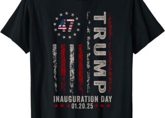 Trump Inauguration Day 2025 Memorabilia USA Flag Vintage T-Shirt