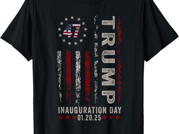 Trump inauguration day 2025 memorabilia usa flag vintage t-shirt