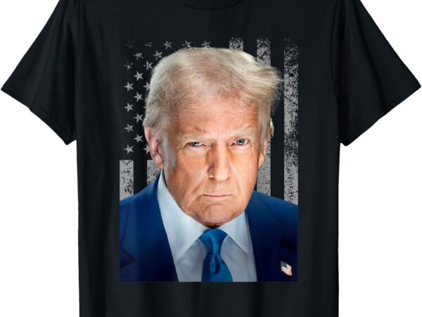 Trump official portrait usa flag 4th of july 45 47th grunge t-shirt