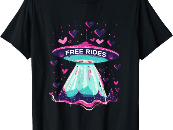 Ufo free rides hearts love be my valentine mountain forest t-shirt