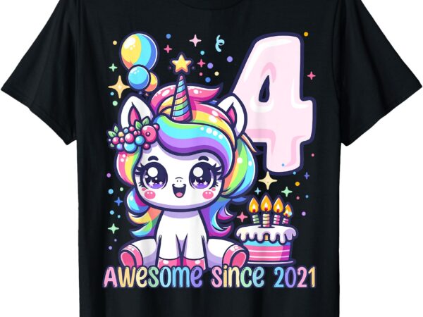 Unicorn 4th birthday 4 year old unicorn party girls outfit t-shirt