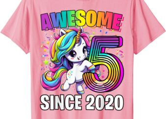 Unicorn 5th Birthday 5 Year Old Unicorn Party Girls Outfit T-Shirt