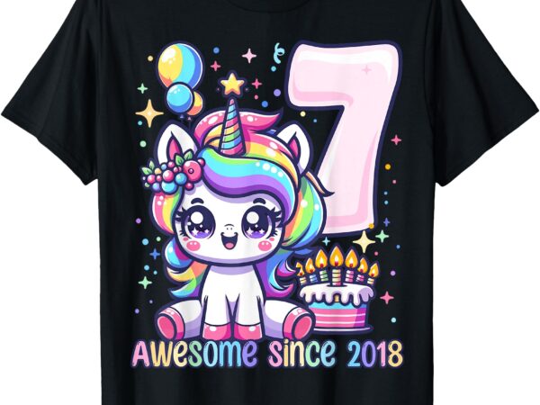 Unicorn 7th birthday 7 year old unicorn party girls outfit t-shirt