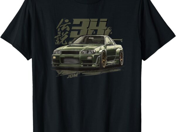 Urban green legendary jdm gt r34 skyline t-shirt