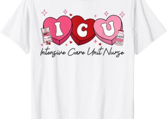 Valentine ICU Nurse Retro Intensive Care Unit Nurse Heart T-Shirt