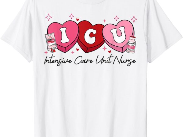 Valentine icu nurse retro intensive care unit nurse heart t-shirt