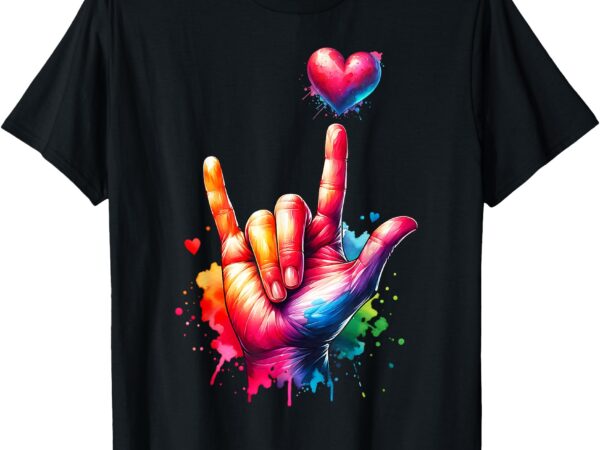 Valentines day colorful asl i love you heart women kids men t-shirt