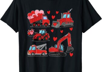 Valentines Day Construction Trucks Funny Boys Kids Toddlers T-Shirt