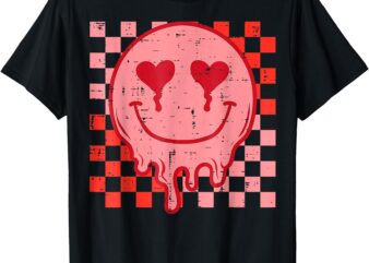 Valentines Day Dripping Smile Face Retro Groovy Women Men T-Shirt