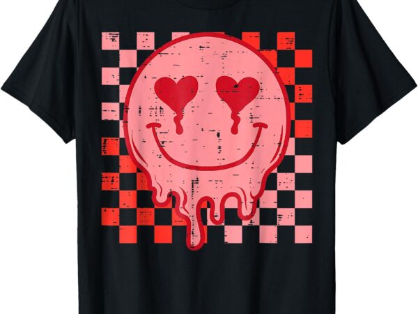 Valentines day dripping smile face retro groovy women men t-shirt