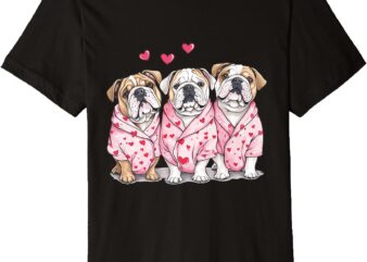 Valentines Day English Bulldogs Love Hearts Bathrobe Dogs Premium T-Shirt