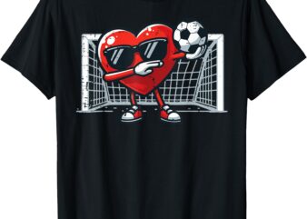 Valentines Day Football Heart Dab Soccer Men Boys Kids Teens T-Shirt