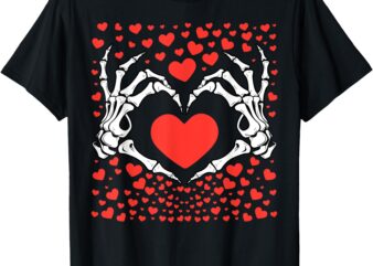 Valentines Day Funny Skeleton Hand Heart Men Boys Girls Kids T-Shirt