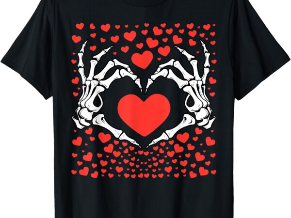 Valentines day funny skeleton hand heart men boys girls kids t-shirt