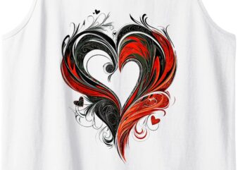 Valentine’s Day Heart Dark Red Black Spiral Valentines Heart Tank Top