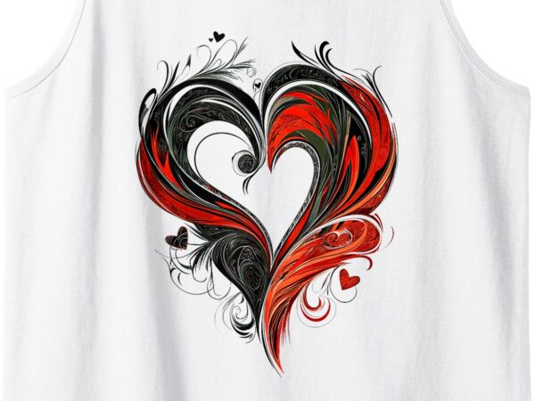 Valentine’s day heart dark red black spiral valentines heart tank top t shirt vector art