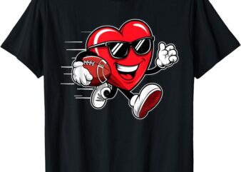 Valentines Day Heart Playing Football Boys Girls Kids Funny T-Shirt