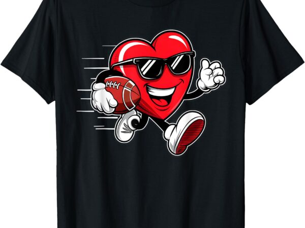 Valentines day heart playing football boys girls kids funny t-shirt