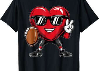 Valentine’s Day Heart Playing Football Boys Girls Kids T-Shirt