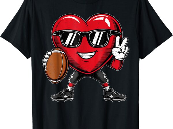 Valentine’s day heart playing football boys girls kids t-shirt