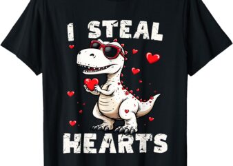 Valentines Day I steal hearts dinosaur T rex boys kids men T-Shirt