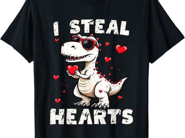 Valentines day i steal hearts dinosaur t rex boys kids men t-shirt