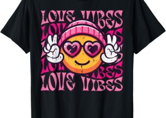 Valentines Day Love Vibes Retro Women Men Kids T-Shirt