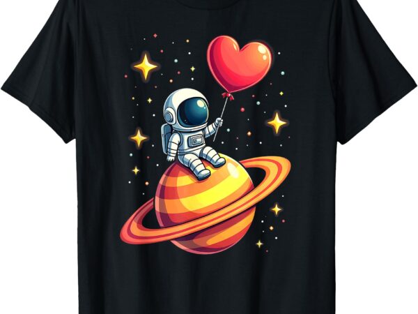 Valentines day space astronaut heart balloon t-shirt