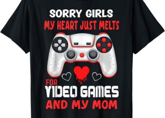 Valentines Day boys Video Games mom gamer hearts kids son T-Shirt