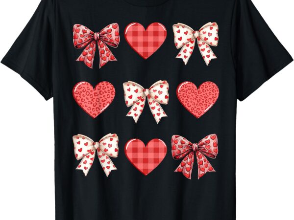 Valentines day hearts leopard coquette bow women girls boys t-shirt