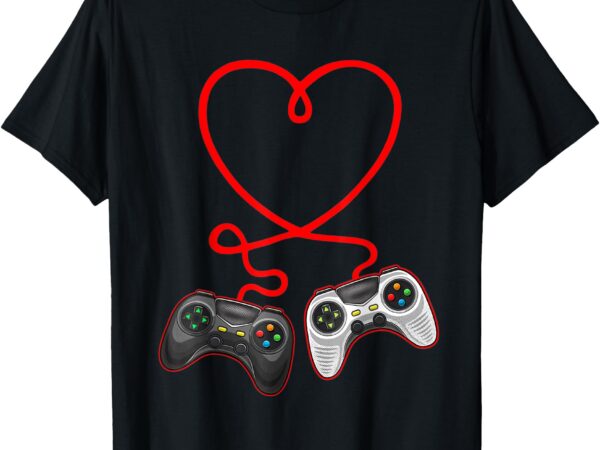 Video gamer valentines day t shirt with controllers heart t-shirt