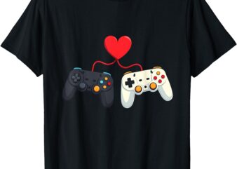 Video Gamer Valentines Day With Controllers Heart T-Shirt