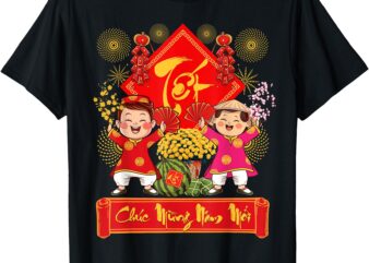 Vietnamese New Year Chuc Mung Nam Moi Boy Girl Ao Dai Dress T-Shirt