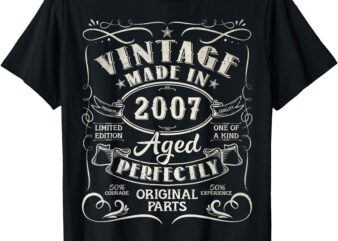 Vintage 18th Birthday Decorations Men Funny 2007 18 Birthday T-Shirt