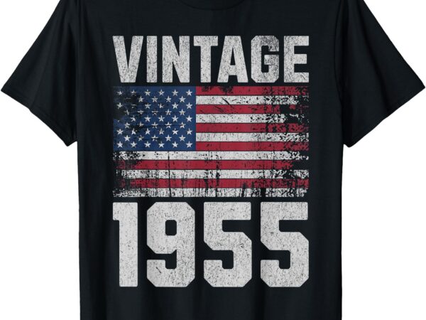 Vintage 1955 70th birthday 70 years old american flag t-shirt