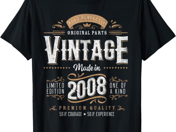 Vintage 2008 17th birthday gifts women men 17 year old t-shirt