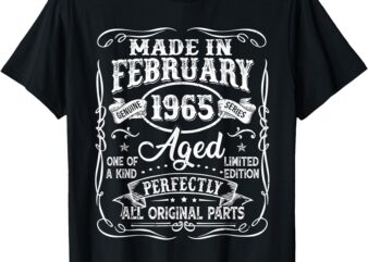 Vintage 60 Years Old Made In February 1965 60th Birthday Men T-Shirt