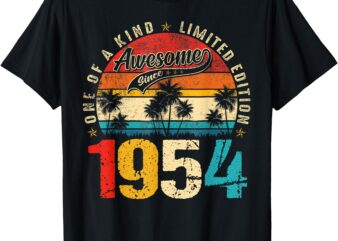 Vintage Awesome since 1954 71st Birthday Men 71 Years Old T-Shirt