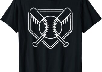 Vintage Baseball Home Plate Boys Baseball Bat Baseball Drip T-Shirt