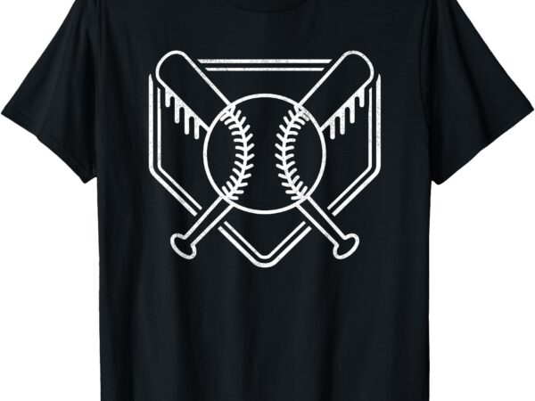 Vintage baseball home plate boys baseball bat baseball drip t-shirt