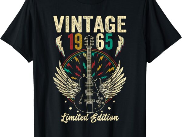 Vintage born in 1965 60th birthday gifts 60 years old guitar t-shirt