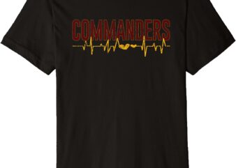 Vintage Commanders’ Heart Beat Distressed Sports Spirit Premium T-Shirt