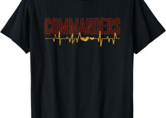 Vintage Commanders’ Heart Beat Distressed Sports Spirit T-Shirt