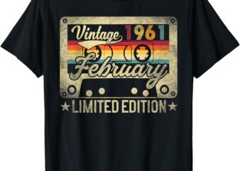 Vintage February 1961 Birthday Funny Retro T-Shirt