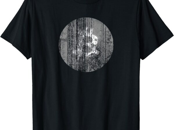 Vintage grayscale distressed bitcoin logo design, btc crypto t-shirt