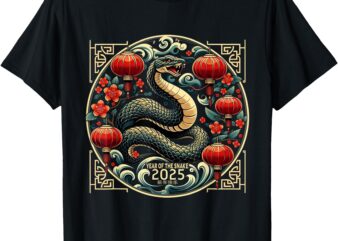 Vintage Happy New Year 2025 Year of The Snake 2025 Design T-Shirt