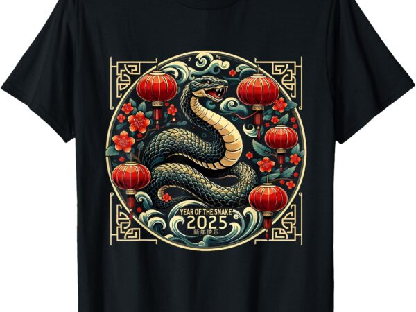 Vintage happy new year 2025 year of the snake 2025 design t-shirt